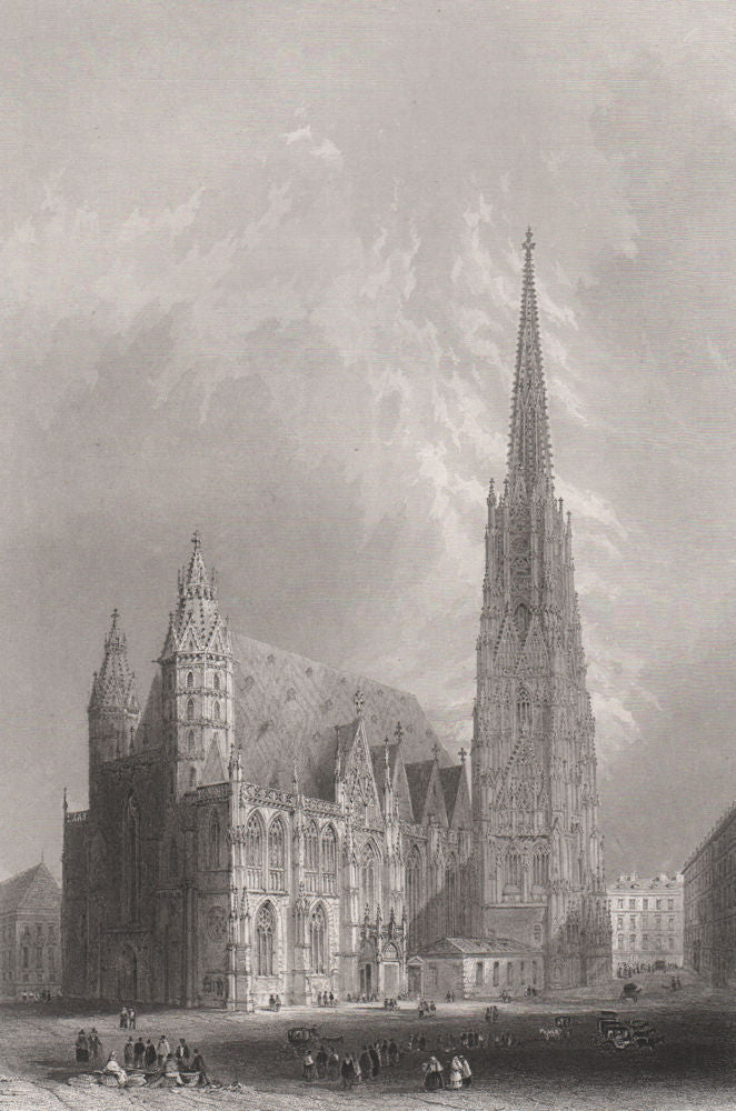 Stephansdom. St Stephen's cathedral, Vienna, Austria. Wien. BARTLETT 1840